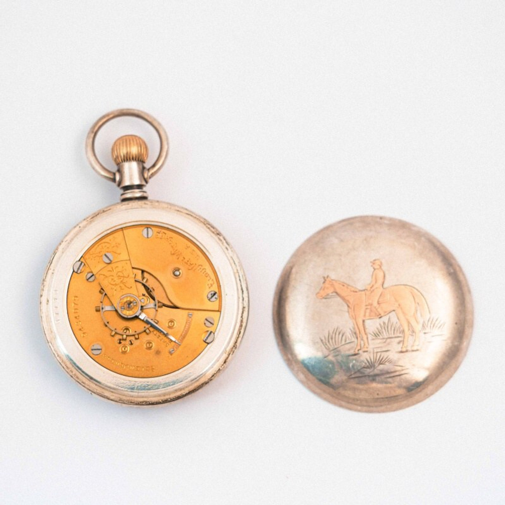 Антикварные карманные часы с золотым всадником — ELGIN NATIONAL WATCH COMPANY