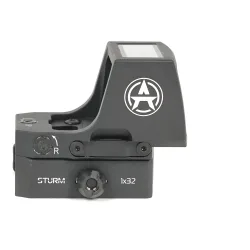 Коллиматорный прицел ARKON Sturm 1x32 / Аркон Штурм 1 на 32 - вид сбоку, логотип и винты поправки