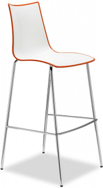 Стул барный пластиковый Scab Design Zebra Bicolore, хром, белый, оранжевый
