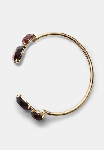 STRADIVARIUS Жесткий браслет со стразами, золотой