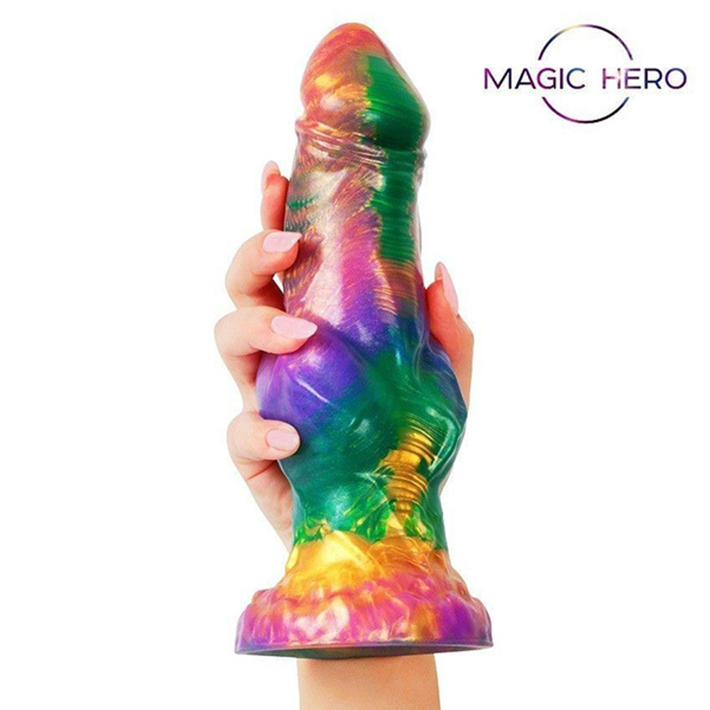 Разноцветный фантазийный фаллоимитатор на присоске 24см Bior Toys Magic Hero MH-13046