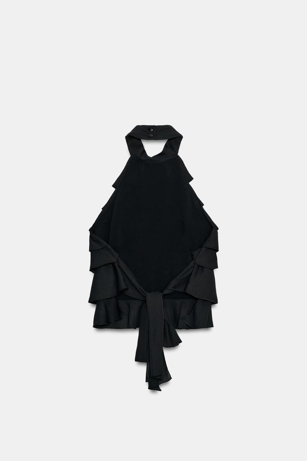 ZARA ТОП ИЗ ЖОРЖЕТА С ГОРЛОВИНОЙ ХАЛТЕР, ЧЕРНЫЙ