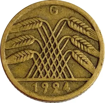 5 рентенпфеннигов 1924 Германия "G"