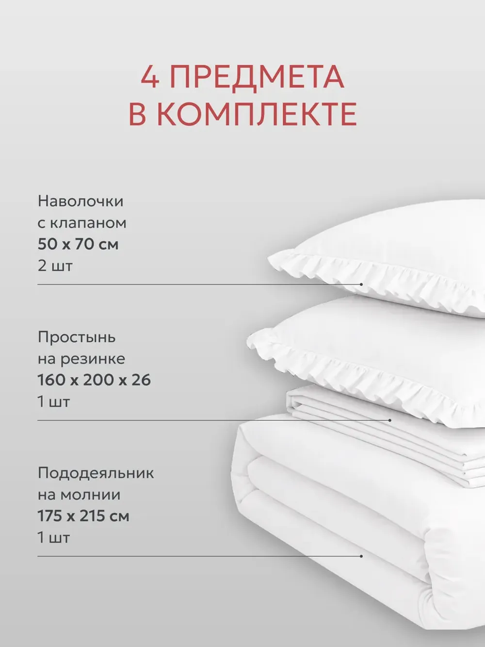 Постельное белье 2 сп наволочки с рюшами 50х70 поплин