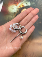 Серьги серебристые конго трансформеры с прозрачными подвесками "кубы"
