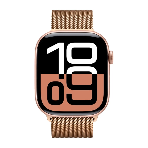 Умные часы Apple Watch Series 10 GPS, 46mm, Rose Gold Aluminium Case with Milanese Loop, Gold