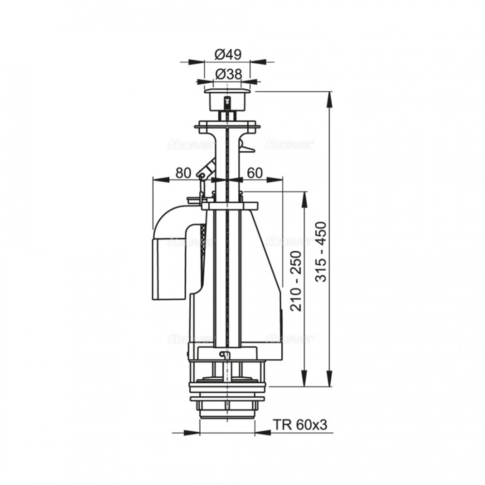 AlcaPlast Сливной механизм с двойной кнопкой A08A