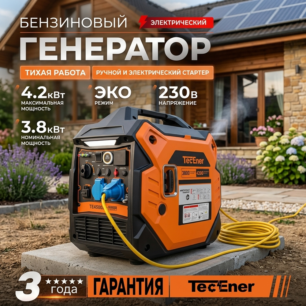 Генератор инверторный TecEner TE4500Eis 3.2 кВт