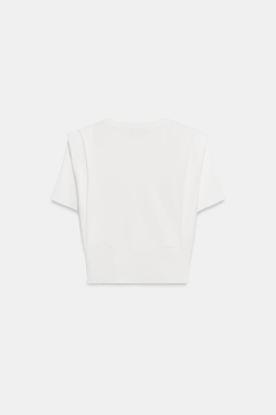 ZARA ТРИКОТАЖНЫЙ ТОП С ПОДПЛЕЧНИКАМИ, БЕЛЫЙ