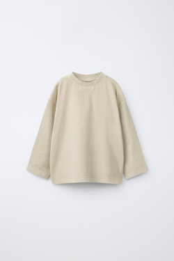 ZARA ФУТБОЛКА GARMENT DEY, ЦВЕТ СЛОНОВОЙ КОСТИ
