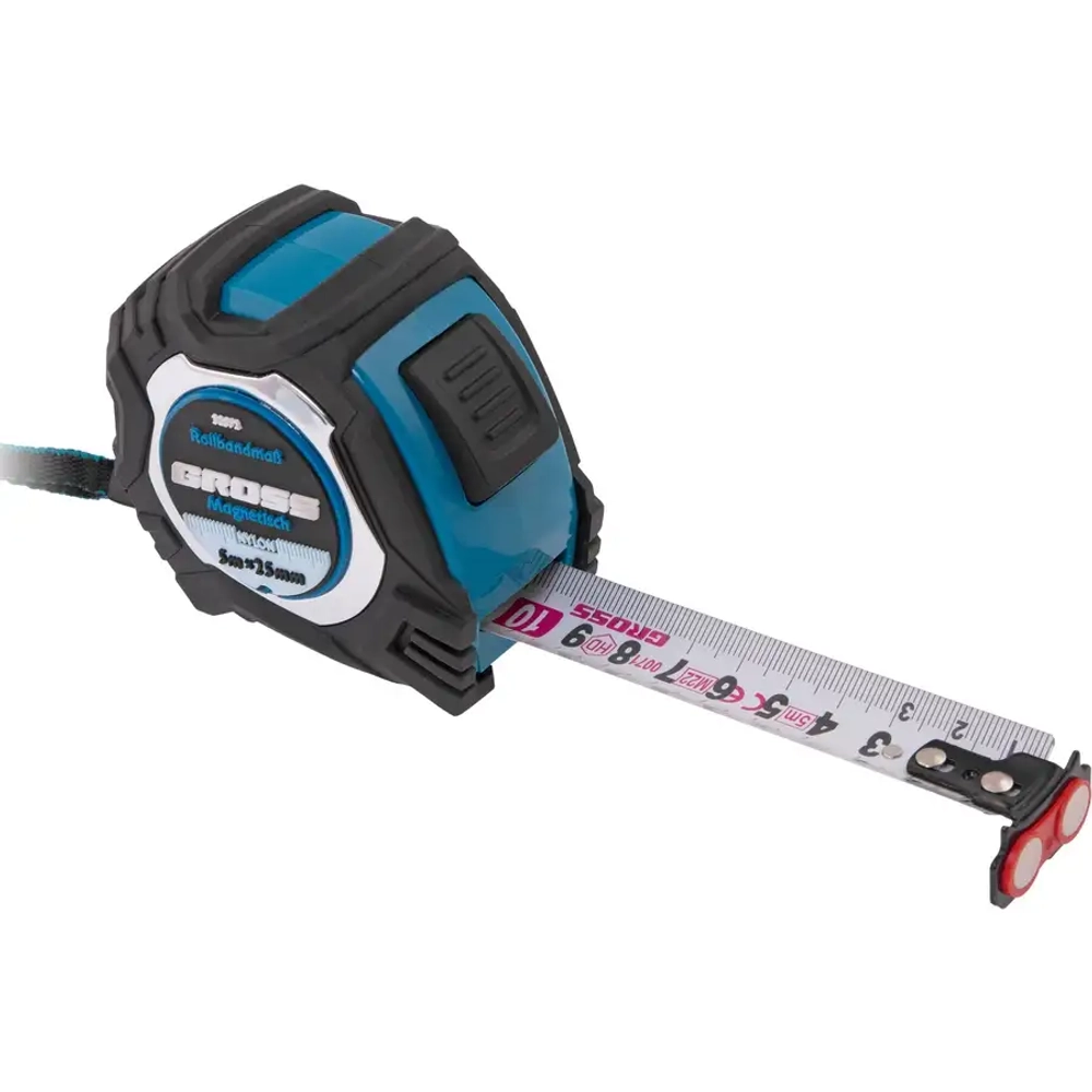 Рулетка Magnetisch,5мХ25мм,обрезин.корпус,автофиксац GROSS 32572
