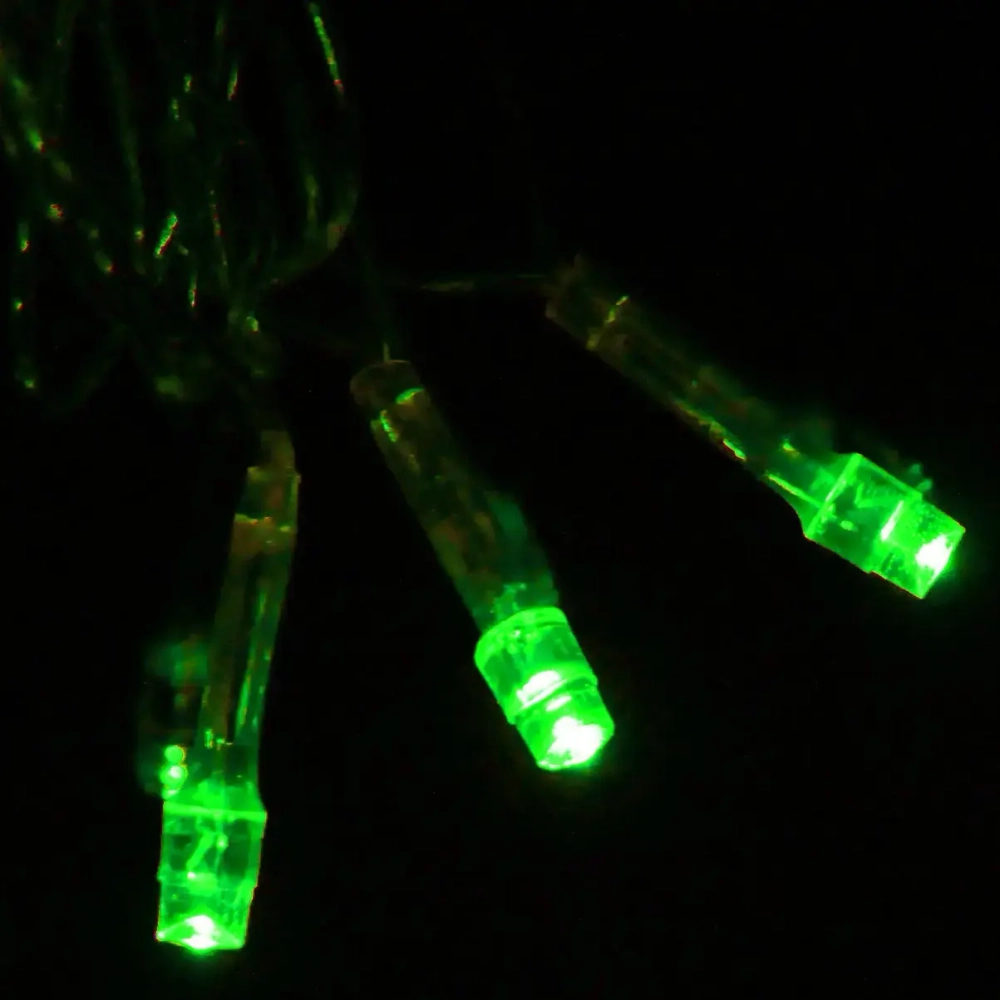 Гирлянда для дома 9,5м 100 ламп LED прозрач.пров.,8 реж, IP-20, Зелёный (возможность соединения)