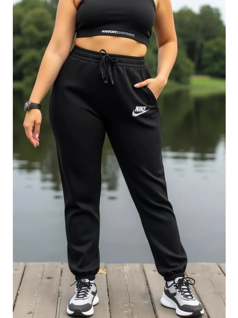 брюки спортивные NIKE для фитнеса для дома с манжетами