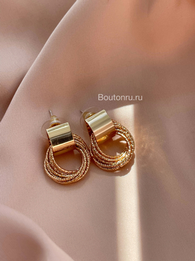 Серьги с кольцами золото