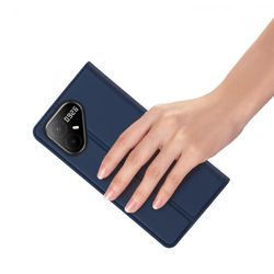 Чехол книжка из кожи синего цвета для Tecno Pova 8 Pro 5G, серия Skin Pro Series от Dux Ducis