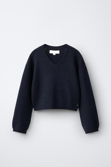 ZARA СВИТЕР С V-ОБРАЗНЫМ ВЫРЕЗОМ, МОРСКОЙ СИНИЙ