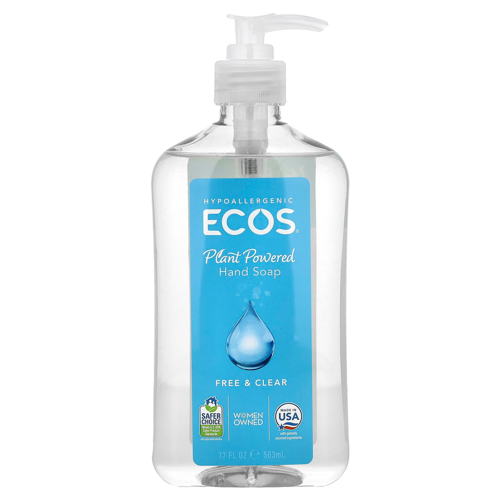 Earth Friendly Products, Ecos®, Plant Powered Hand Soap, Free & Clear, 17 fl oz (503 ml)