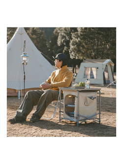 Стол туристический Naturehike MINI, 48х48х54 см, складной, с отделением для посуды, бежевый