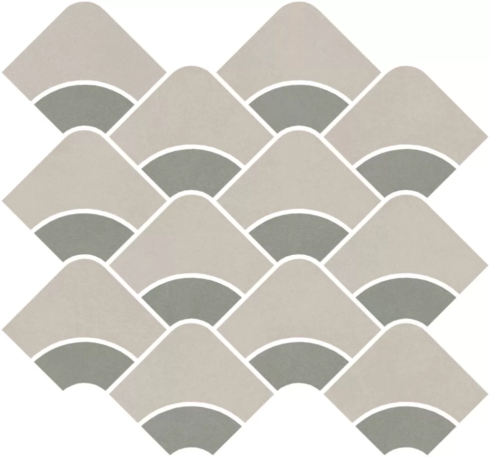 Керамический декор KERAMA MARAZZI ТАДЕЛАКТ наборный серый светлый, зелёный светлый матовый обрезной 30x28 / 9 мм. / KMD2HID006BR