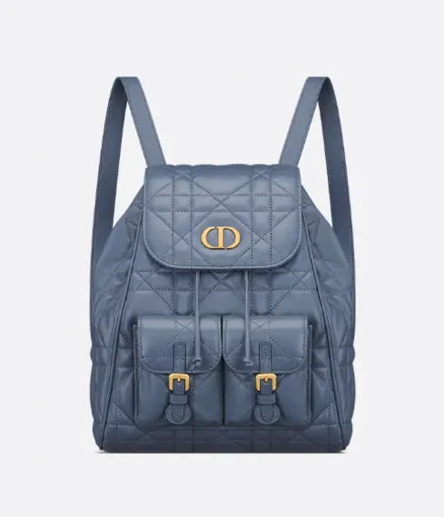 Рюкзак Dior Caro синий, модель среднего формата