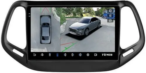 Магнитола для Jeep Compass 2 2016-2022 - Teyes CC3-2K-360 на Android 10, Быстрая, 2K QLED, CarPlay, 4G SIM-слот, 4 камеры в комплекте