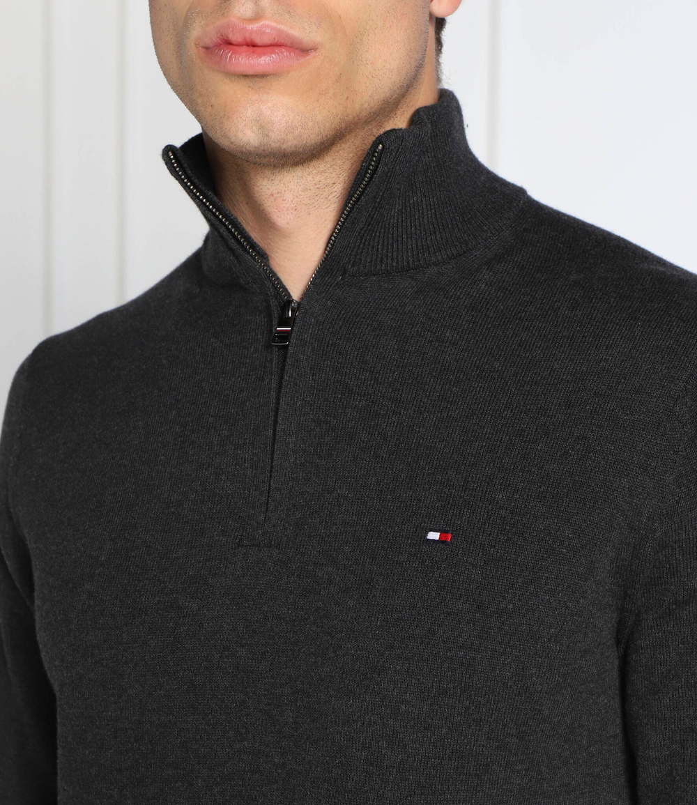 свитер zip mock Tommy Hilfiger - графитовый(MW0MW28049)