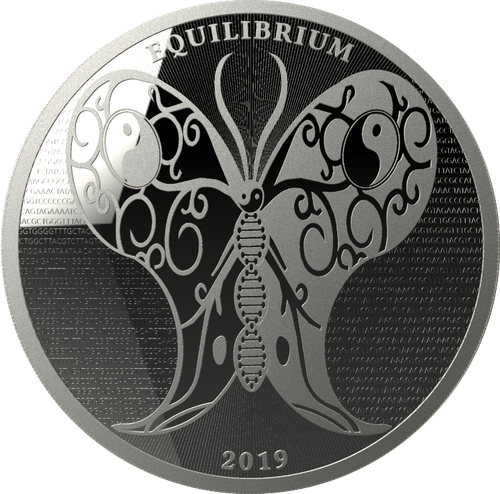 5 долларов. Бабочка Эквилибриум Equilibrium. Токелау. 2019 год. Серебро. BrUNC