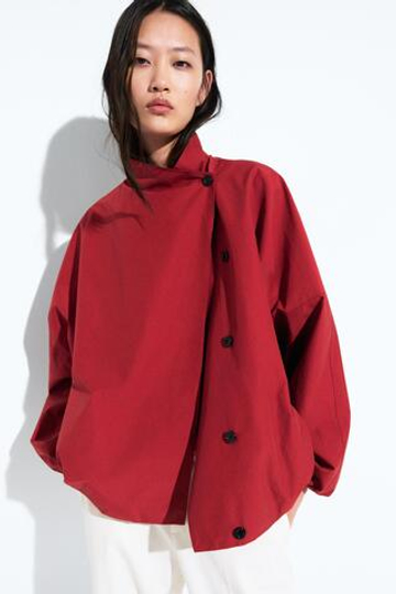 Massimo Dutti Бомбер из технической ткани с боковой застежкой, ярко-красный