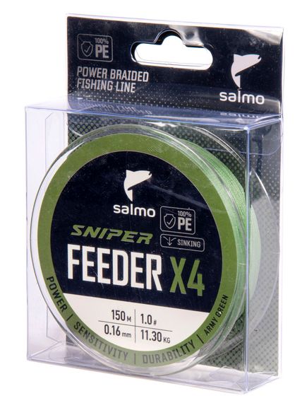 Шнур плетёный Salmo Sniper х4 FEEDER BRAID Army Green 150/016