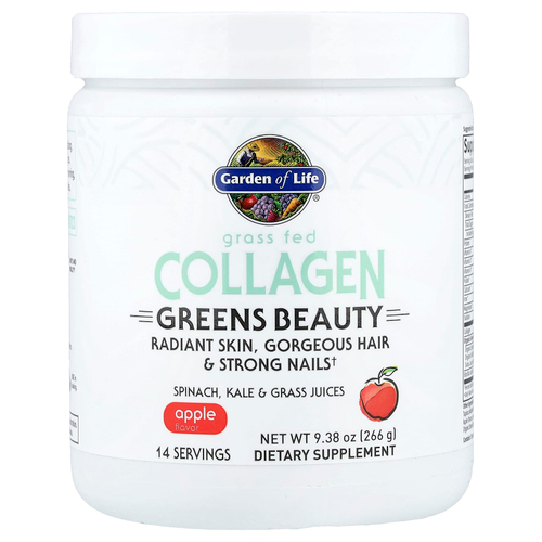 Garden of Life, Greens Beauty, экологически чистый коллаген, с яблочным вкусом, 266 г (9,38 унции)