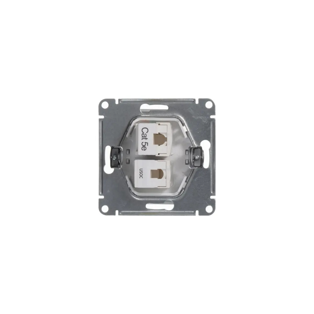 GLOSSA РОЗЕТКА двойная RJ11+RJ45 кат.5e, механизм, БЕЛЫЙ