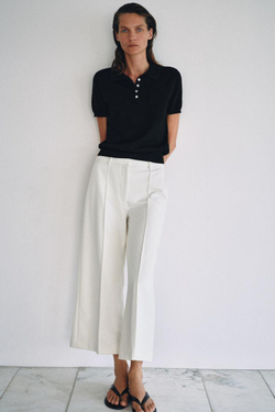 ZARA УКОРОЧЕННЫЕ БРЮКИ — ZW COLLECTION, ЭКРЮ