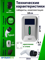 Зарядное устройство для Geely EX5 Em-i / 32A / 7 кВт и других электромобилей с разъёмом Type2
