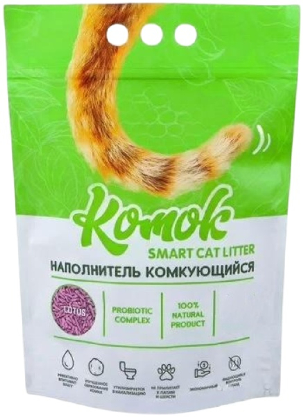 Наполнитель КОМОК Smart Cat Litter Lotus комкующийся для кошек 35 л