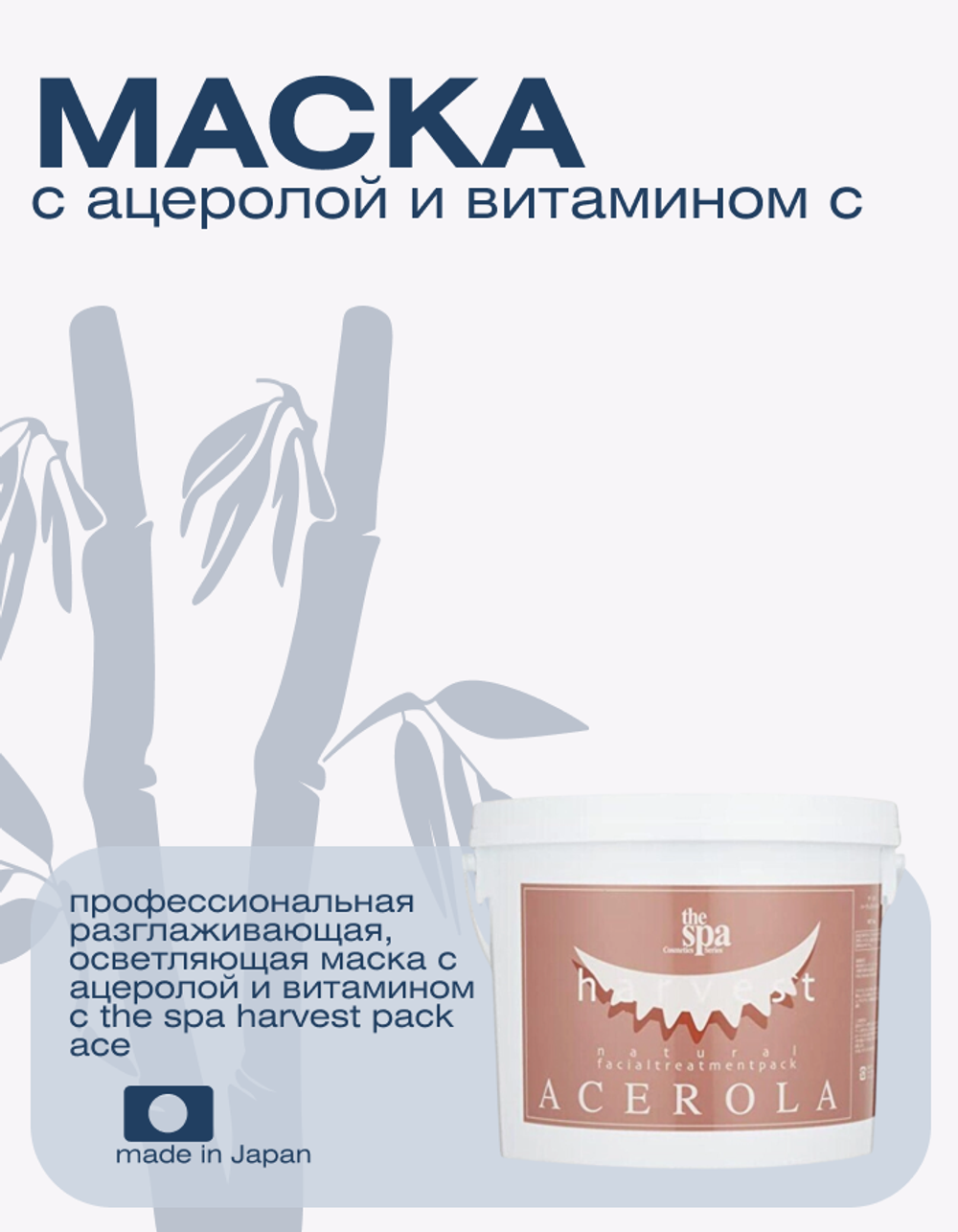 Профессиональная разглаживающая, осветляющая маска с ацеролой и витамином С The Spa Harvest Pack Ace