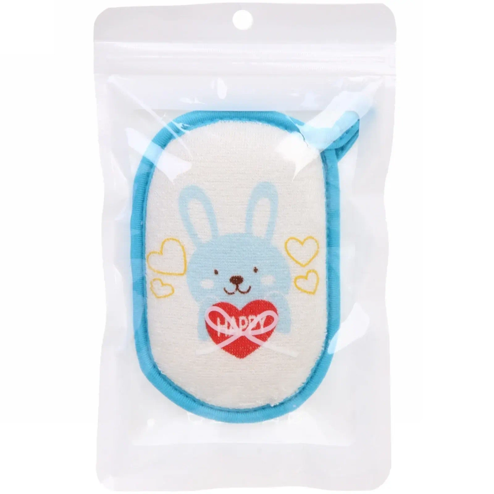 Губка для тела махровая детская «Happy baby - Зайчик Остин» , 13*8,5 см (ZIP пакет)