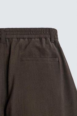 ZARA БРЮКИ СВОБОДНОГО КРОЯ СО СКЛАДКАМИ, КОРИЧНЕВЫЙ