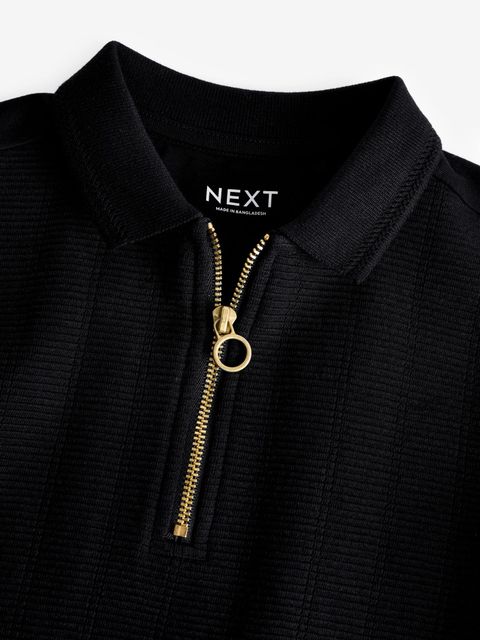 Поло на молнии для мальчика Next K87-315, Черный