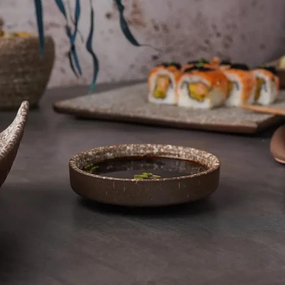 Соусник 45 мл d 8,7 см h1,8 см круглый фарфор Brown Stone Untouched Taiga P.L. Proff Cuisine [1]
