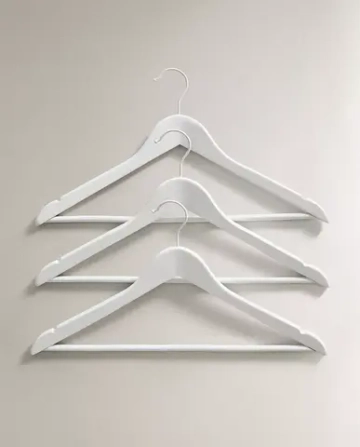 ZARA HOME ЛАКИРОВАННАЯ ВЕШАЛКА (НАБОР ИЗ 3 ШТ.), БЕЛЫЙ