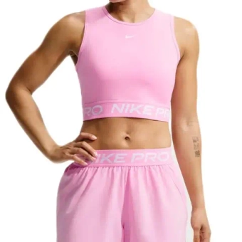 Женский топ теннисный Nike Pro Dri-Fit Cropped - pink rise/white