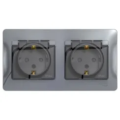 Розетка с крышкой Systeme Electric Glossa Алюминий GSL000347