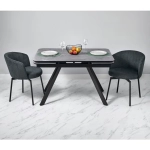 Стол Bradex Home Arthur раскладной 120-184x80x75см, керамогранит серый мрамор Greys Grey, чёрный