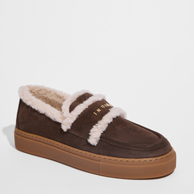 Замшевые кеды INUIKII Shearling Loafer Dark Brown на меху