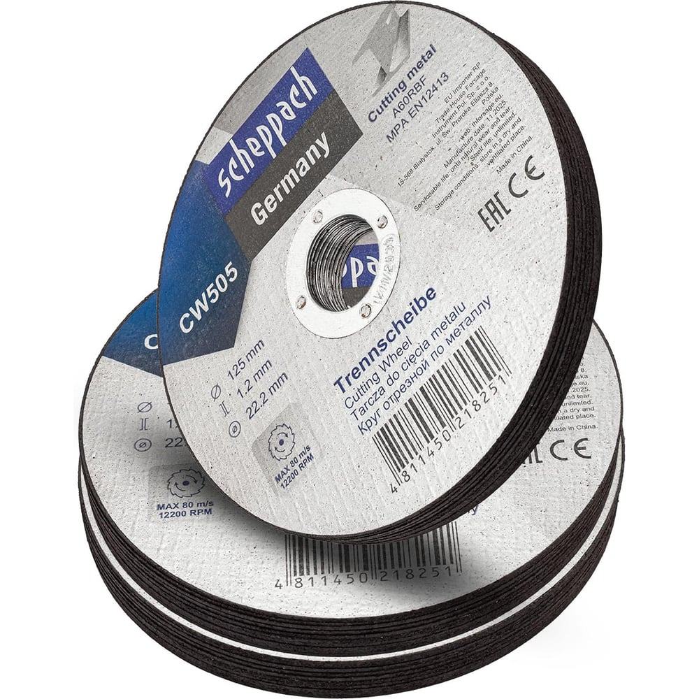 Круг отрезной по металлу Scheppach 125х1.2х22.2мм-30шт Sch-CW505[30шт к-т](63956)