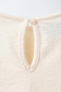 ZARA ЛОНГСЛИВ С ВЫШИВКОЙ, СВЕТЛЫЙ ЭКРЮ