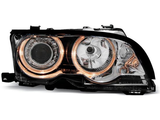Передние фары Bmw 3 E46 angel eyes chrome