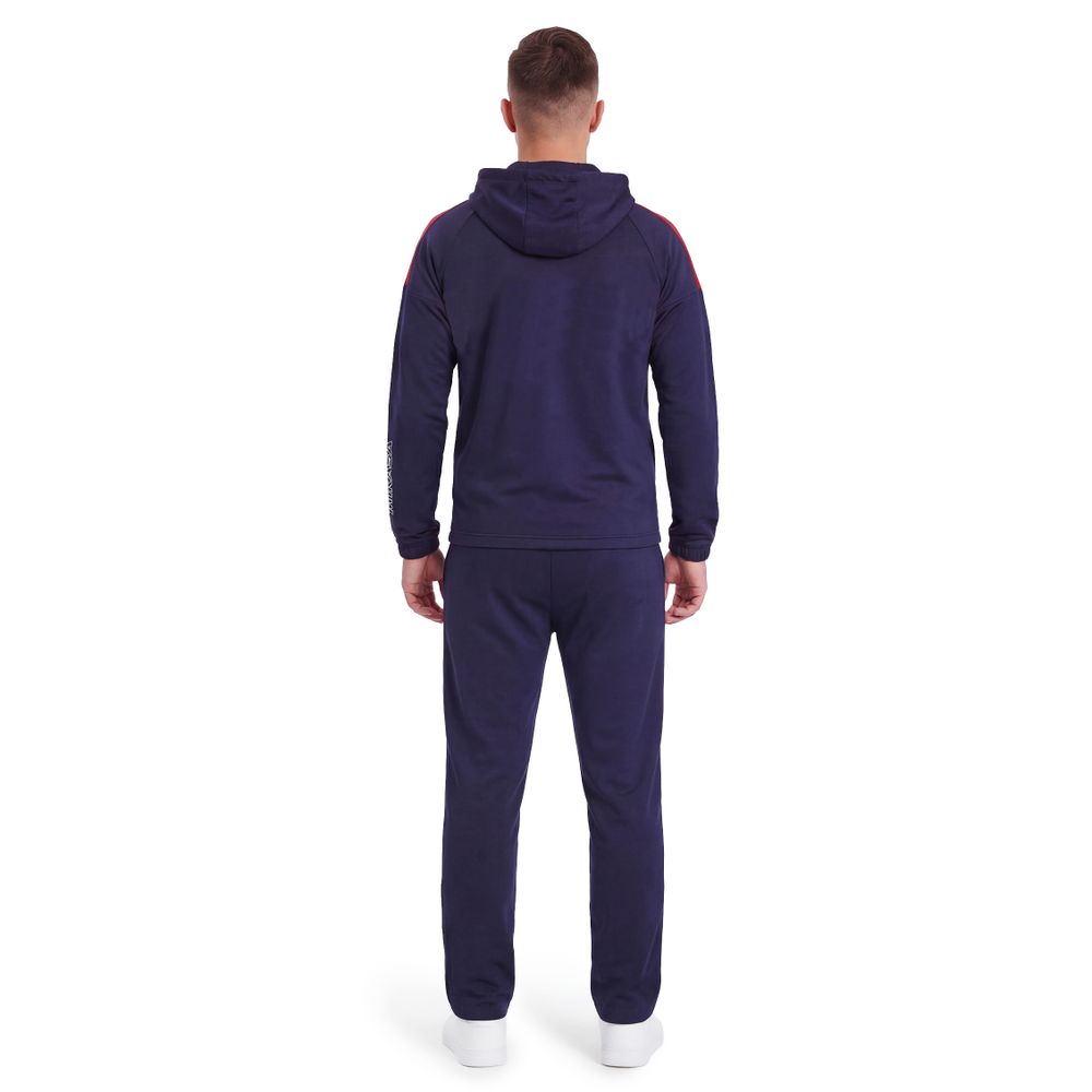 Костюм спорт. муж. с капюш. MIKASA MT550/151-083-L, р. L, 100% полиэстер, темносине-белый