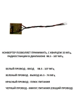 Плата конвертер адаптер с усилителем УКВ+FM, для радиоприёмников с советским диапазоном 65.5-74Mгц, кварц 33 МГц