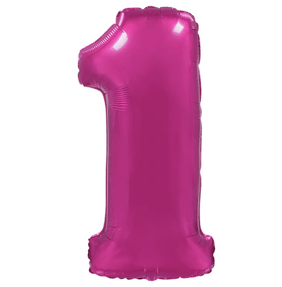 Шар-цифра 1 Фуксия Fuchsia 102 см фольга с гелием на грузике